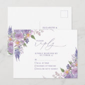 Lilac Lavendel Modern Bloemendesign Geen Menu RSVP (Voorkant / Achterkant)
