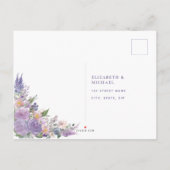 Lilac Lavendel Modern Bloemendesign Geen Menu RSVP (Achterkant)