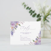 Lilac Lavendel Modern Bloemendesign Geen Menu RSVP (Staand voorkant)
