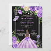 Lilac lavendel paarse zilveren kleuren Quinceanera Kaart (Voorkant)