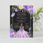 Lilac lavendel paarse zilveren kleuren Quinceanera Kaart (Staand voorkant)