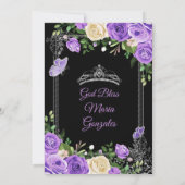 Lilac lavendel paarse zilveren kleuren Quinceanera Kaart (Achterkant)