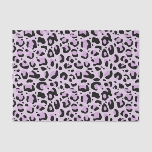 Lilac Lavender Black Leopard Print Decoupage Tissuepapier (Voorkant)