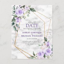 Lilac Lavender Gouden Geometrische Uitstel de Datu Aankondigingskaart