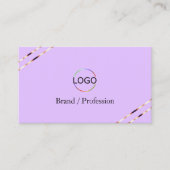 Lilac Lavender met Rose Goud Lines Logo QR Code Visitekaartje (Voorkant)