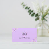 Lilac Lavender met Rose Goud Lines Logo QR Code Visitekaartje (Staand voorkant)