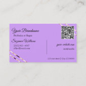 Lilac Lavender met Rose Goud Lines Logo QR Code Visitekaartje (Achterkant)