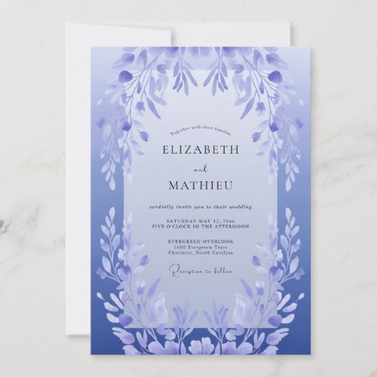 Lilac Leaf Bruiloft Kaart (Voorkant)