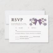 Lilac lint bloem wedding RSVP maaltijdkeuze Kaartje (Voorkant)