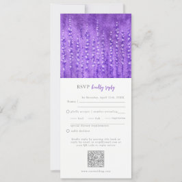 Lilac Lupines Wedding RSVP QR Code Kaart