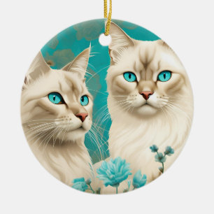 Lilac Lynx Point Siamese Portret Kunst Keramisch Ornament