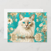 Lilac Lynx Point Siamese Portret Kunst Verjaardag Briefkaart (Voorkant / Achterkant)