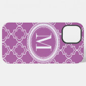 Lilac Marokkaans Traliewerk Monogram iPhone Hoesje (Achterkant horizontaal)