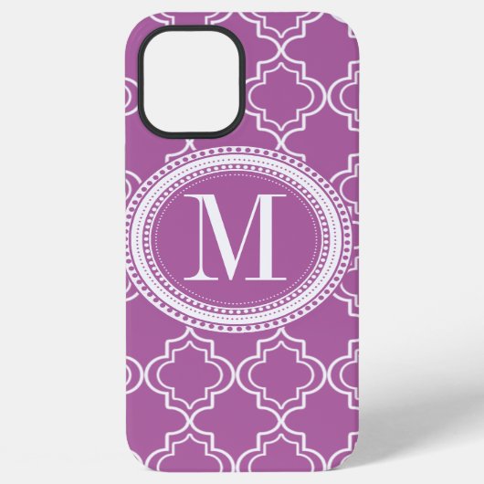 Lilac Marokkaans Traliewerk Monogram iPhone Hoesje (Achterkant)