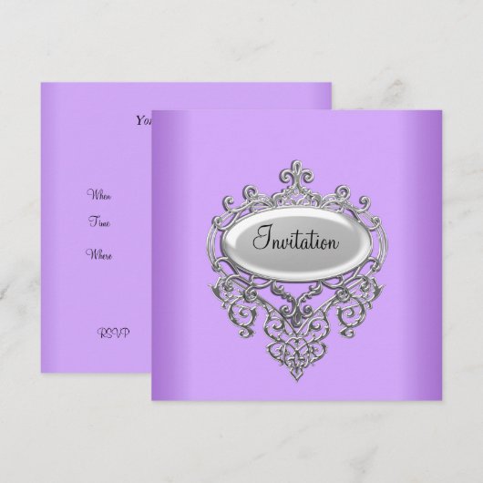 Lilac Mauve Uitnodiging elke gelegenheid (Voorkant / Achterkant)