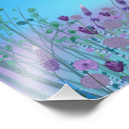 Lilac meadow flower garden wall art poster (Hoek)