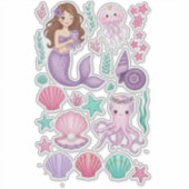 Lilac Mermaid & Cute Octopus Vinyl Sticker (Voorkant)