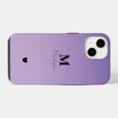 Lilac Minimalistische Monogram Naam iPhone Hoesje (Achterkant horizontaal)