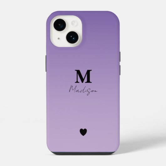 Lilac Minimalistische Monogram Naam iPhone Hoesje (Achterkant)