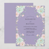 Lilac Mint Ranunculus Sage Bruiloft Kaart (Voorkant / Achterkant)