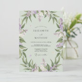 Lilac Mint Wijnstok Bruiloft Kaart (Staand voorkant)
