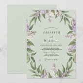 Lilac Mint Wijnstok Bruiloft Kaart (Voorkant / Achterkant)