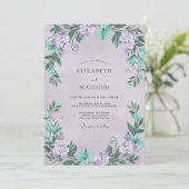 Lilac Mint Wisteria Bruiloft Kaart (Staand voorkant)