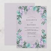 Lilac Mint Wisteria Bruiloft Kaart (Voorkant / Achterkant)