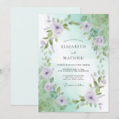 Lilac Mintblad Bruiloft Kaart (Voorkant / Achterkant)