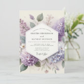 Lilac Misty Blossom Bruiloft Kaart (Staand voorkant)