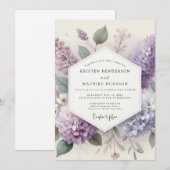 Lilac Misty Blossom Bruiloft Kaart (Voorkant / Achterkant)