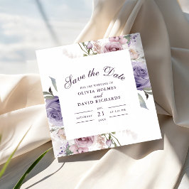 Lilac Monogram Save the Date Kaart