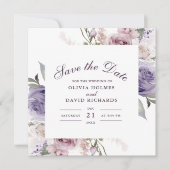 Lilac Monogram Save the Date Kaart (Voorkant)