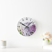 Lilac Monogram Wall Clock | Personalized Floral Ronde Klok (Huis)