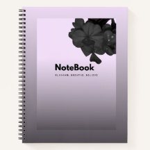 Lilac Noir Bloemige Minimalistische Spiraal Notebo