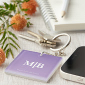 Lilac op maat gemaakte monogramnaam sleutelhanger (Voorkant Rechts)