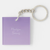 Lilac op maat gemaakte monogramnaam sleutelhanger (Achterkant)