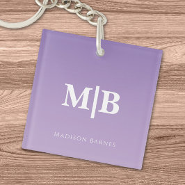 Lilac op maat gemaakte monogramnaam sleutelhanger