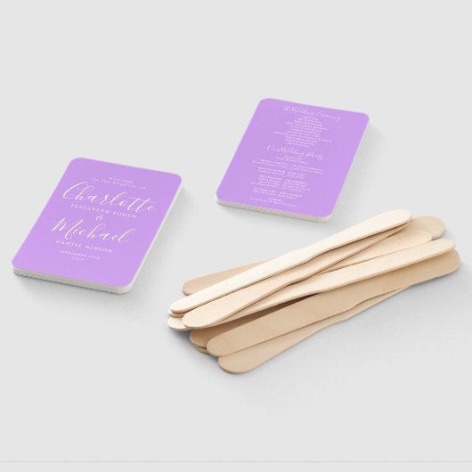 Lilac Orchid Lavender Script Huwelijksprogramma Handwaaier (Niet-gemonteerd)