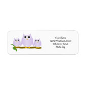 Lilac Owls Design Return Address Etiket (Voorkant)