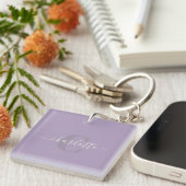 Lilac Paars | Gepersonaliseerd Script Monogram Naa Sleutelhanger (Voorkant Rechts)