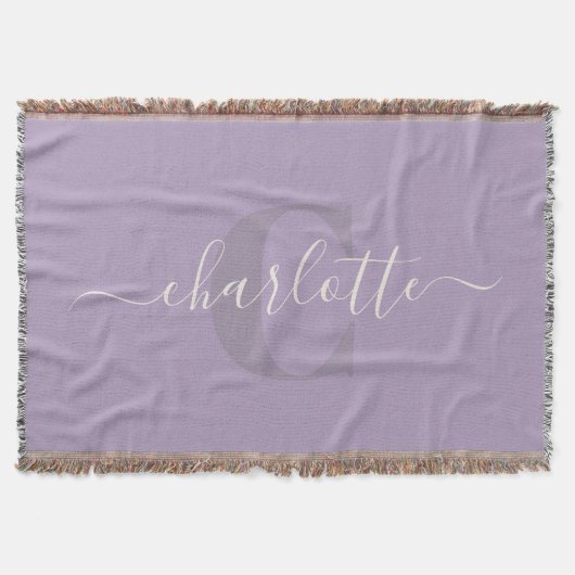 Lilac Paars | Gepersonaliseerde Script Monogram Na Deken (Voorkant)