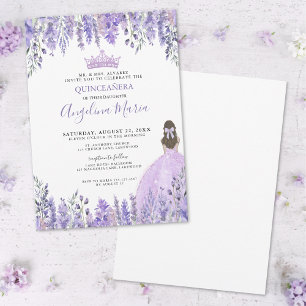 Lilac Paarse Bloemen Bloem Quinceañera Kaart