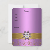 Lilac Paarse Goud Invite Jewel Bloem Elegante Klas Kaart (Achterkant)