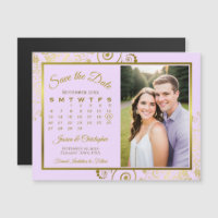 Lilac Paarse Gouden Kalender Foto Bewaar Datum Mag