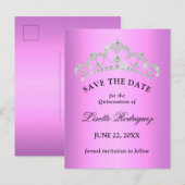 Lilac Paarse Quinceanera Save The Date Briefkaart (Voorkant / Achterkant)