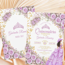 Lilac Paarse Rozen Gouden Vlinder Quinceañera