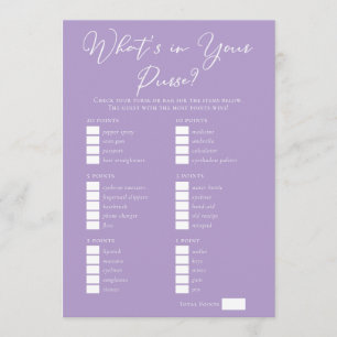 Lilac Paarse Tasitems Bruidsuitnodiging Spel Kaart