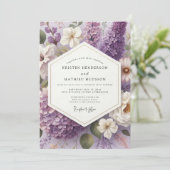 Lilac Painterly Blossom Wedding Kaart (Staand voorkant)