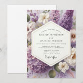 Lilac Painterly Blossom Wedding Kaart (Voorkant / Achterkant)